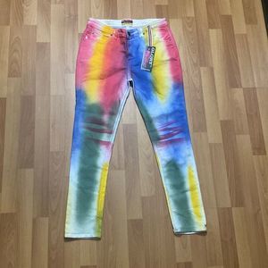 Glory Colombia White Distressed Tye Dye Denim Jeans Pants Women NWT